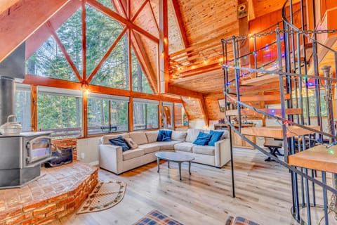 Living room: Smart TV, wood-burning fireplace, central heat, no A/C