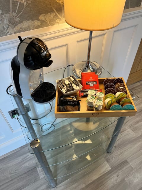 Coffee machine & complimentary welcome items