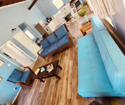 The great room has central AC but best cooled by open doors and ceiling fans