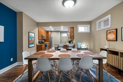 8-seater dining table in a cozy dining room