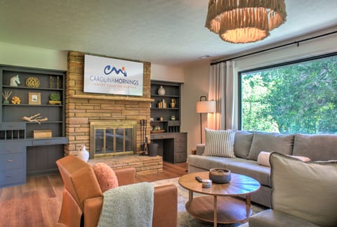 Modern Decor with Cozy Wood Burning Fireplace