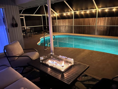 salt heated pool with owners  permission of gas  fire unit
