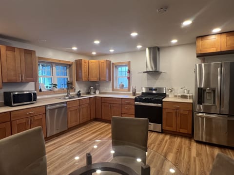 Renovated kitchen with stainless appliances