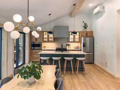 The fully stocked kitchen has everything you need for home cooking.