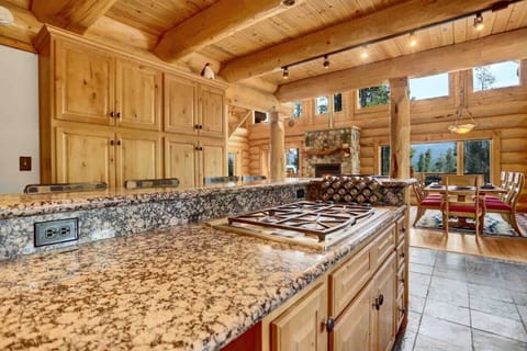This large kitchen island is ideal for entertaining while the chef is creating a masterpiece.