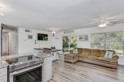 Large open concept with views to the backyard