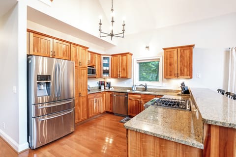 Kitchen is fully stocked with everything you need to prepare meals for groups.