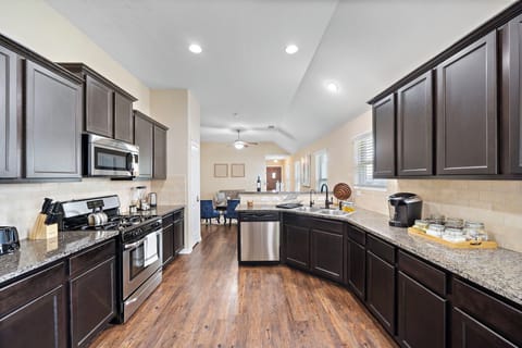 Coffee bar includes regular coffee, decaf, tea, sugar, cream, and sweetener.
