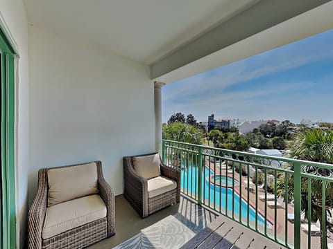 Furnished Balcony - Tropical Pool Views