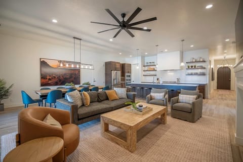 Spacious main floor living spaces allow groups to easily gather and enjoy this area