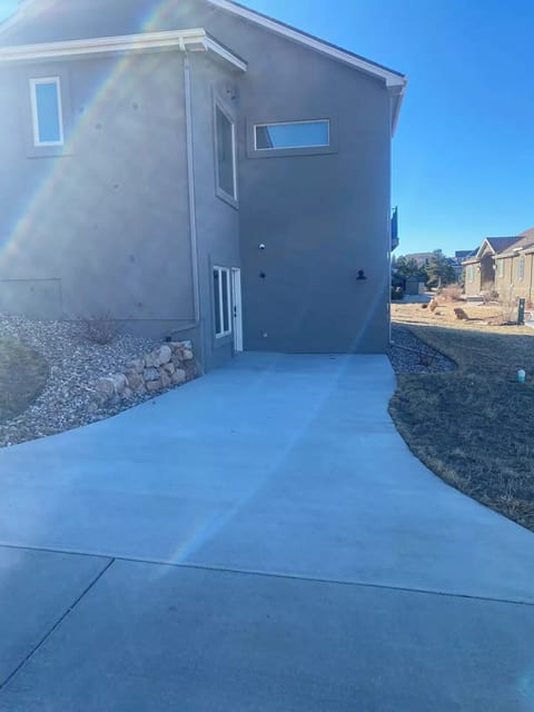 Parking space and private entrance.  Room for 2 small cars or one large car.