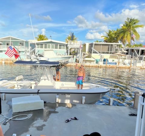 Boat docked on 40'  dock!