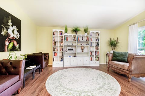 Curl up in one of these comfy chairs and a grab a book from the library.