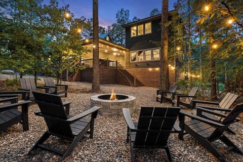 Evenings made perfect with a cozy outdoor fireplace.