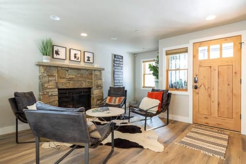 Warm up by the gas fireplace as you chat with loved ones in the well-decorated sitting room.