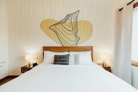 [Bedroom] "there is a white noise machine in the bedroom, and the bed was cozy, so we slept great!"