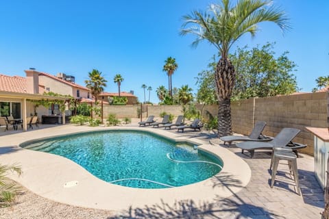 Full size pool with loungers to soak up the sun.
