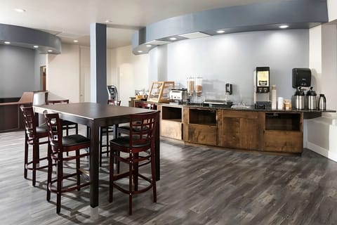 Start your morning with fresh coffee in a spacious setting.