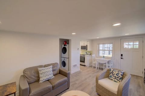 Stacked washer and dryer for your convienence (laundry soap provided)