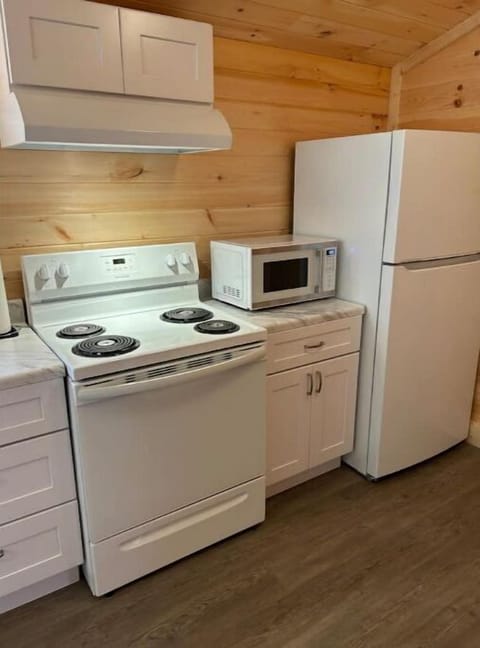 Full size stove, microwave and refrigerator