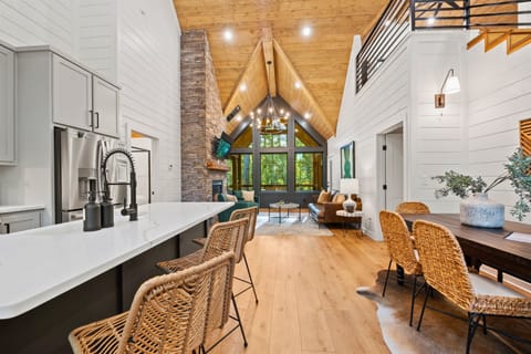 A well-appointed kitchen with a spacious island and bar seating