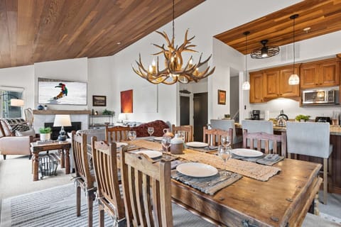 High ceilings in the dining and family rooms