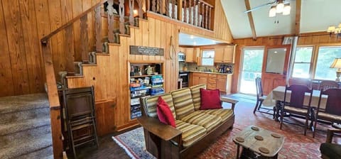 Cozy living room with games