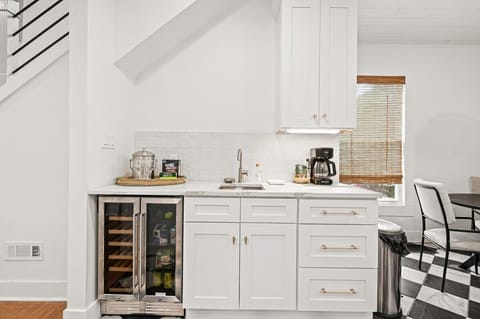 Extra Duel Temp beverage fridge at our wet bar! 