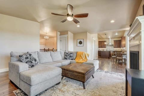 We have a large sofa in the living room!