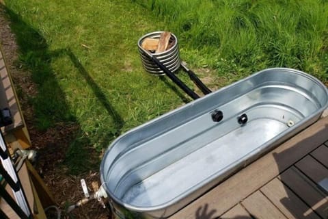 Wood fired hot tub