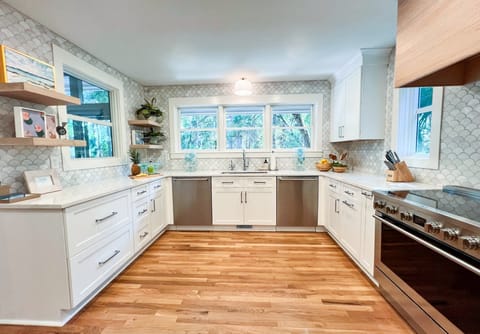 New applicances, large fridge and induction stovetop