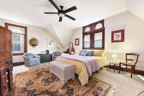 Sleep like royalty in a king bed, with fresh linens and elegant decor.