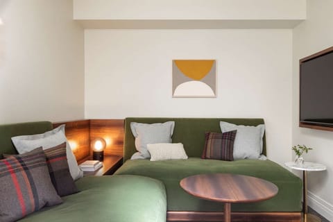 Curl up on the velvet sofa for a restful nightcap.