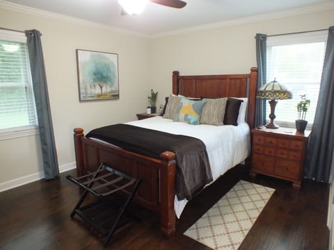 Soft memory foam mattress with crisp white sheets. Down comforter. Dish tv