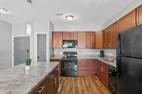 The kitchen is fully stocked with everything you might need including: pots/pans, bakeware, cookware, salt, pepper, olive oil, wine glasses, toaster and more!