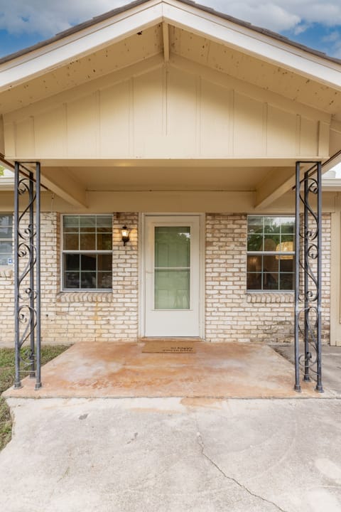 Park directly in front of the front door.