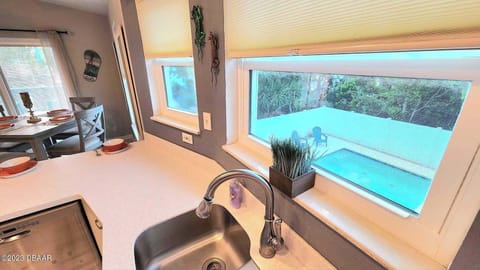 Kitchen view of pool