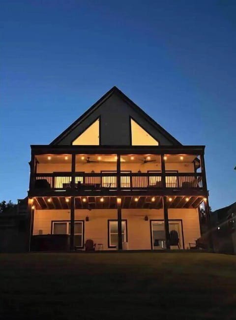 Twinkling lights at dusk