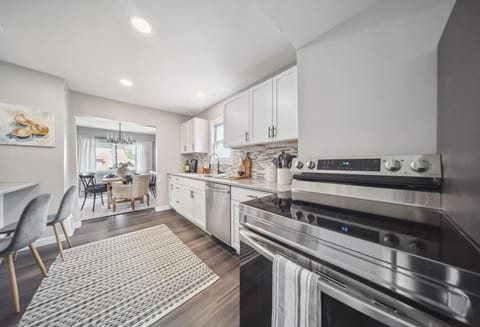 Full-size electric range and oven.