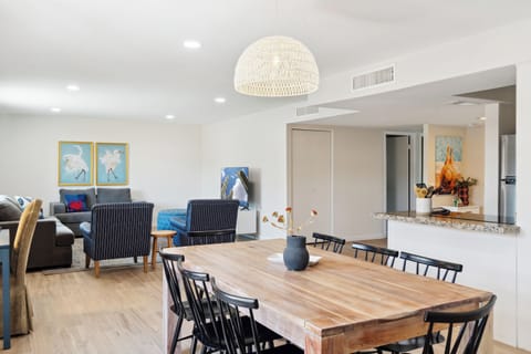 View of the dining room and living room.