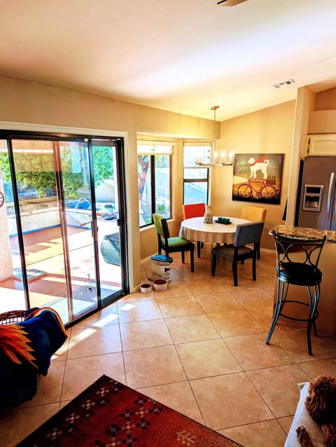 Living area leads to peaceful back patio