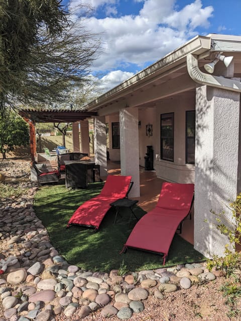Quiet patio which backs onto open space