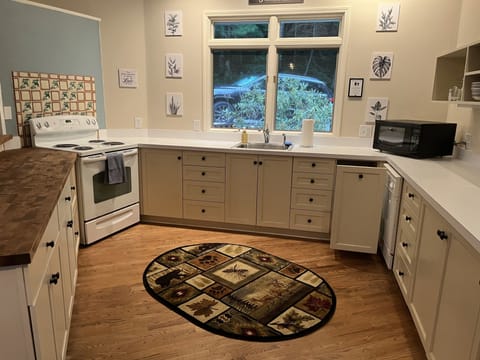 Well equipped kitchen - small appliances and variety of pots and pans