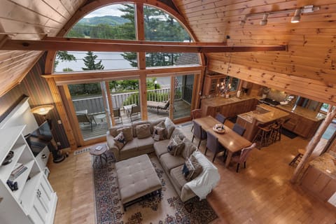 View from the loft into the open floor plan of the main floor.