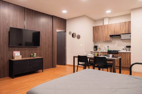 Open-plan kitchen, dining and living area