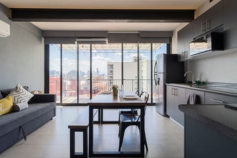 Kitchen & Dining Area & double sofa bed