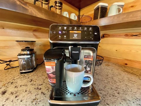  Fulfill your caffeine cravings at Delaney Cabins with our top-of-the-line coffee, espresso, and latte maker.
