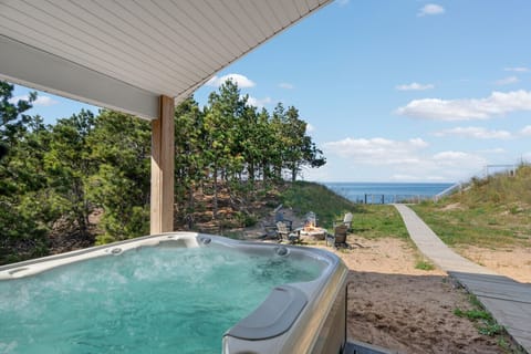Hot Tub on the patio overlooking the lake!