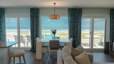Stunning ocean views from the living room, dining room and kitchen. 