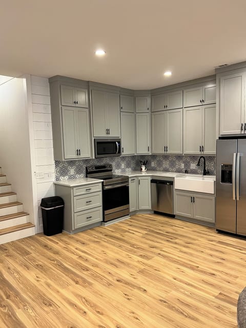 Kitchen in basement. 